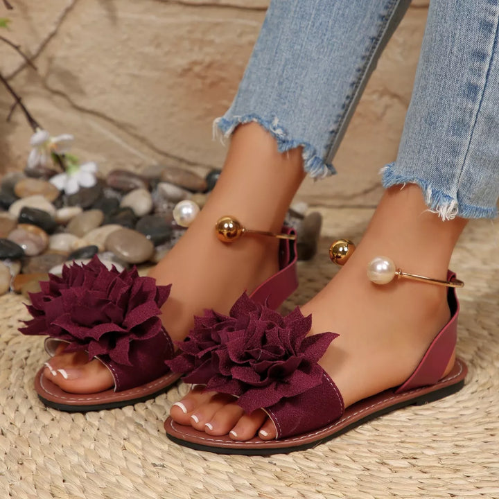Floral Decor Flat Sandals