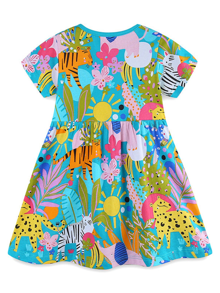 Children's Printed Round Neck Casual Dress