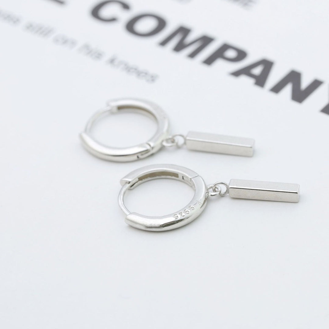 925 Sterling Silver Hoop Bar Earrings