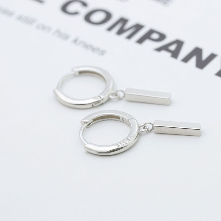 925 Sterling Silver Hoop Bar Earrings