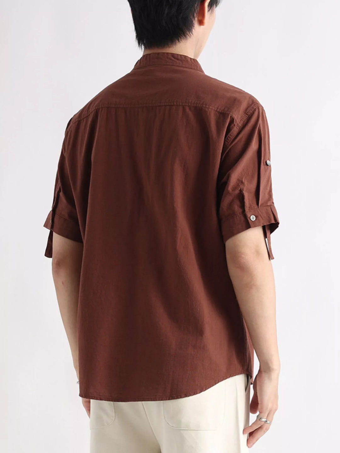 Men's Plus Size Button Detail Short Sleeve Shirt