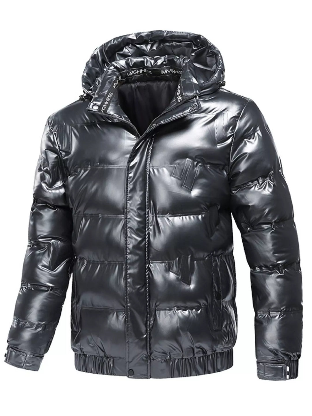 Men's Plus Size Zip Up Hooded Puffer Jacket