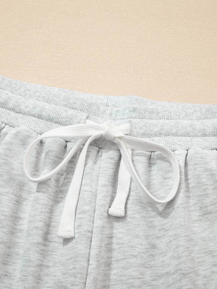 Color Block Long Sleeve Sweatshirt and Shorts Set