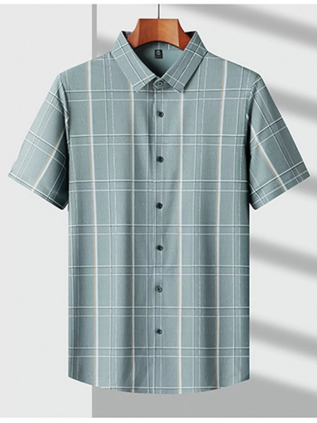 Men's Plus Size Plaid Button Up Short Sleeve Shirt