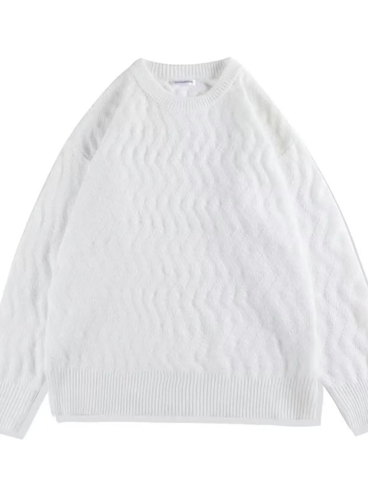 Men's Textured Wave Knit Sweater