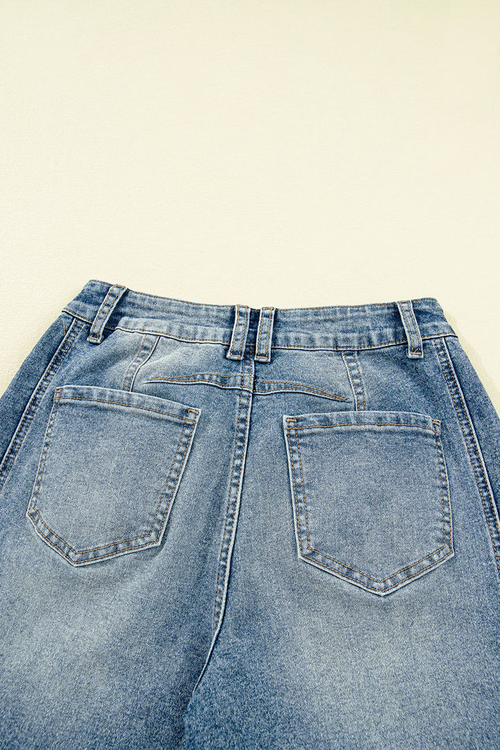 Dusk Blue Vintage Washed Seam Detail Shift Jeans