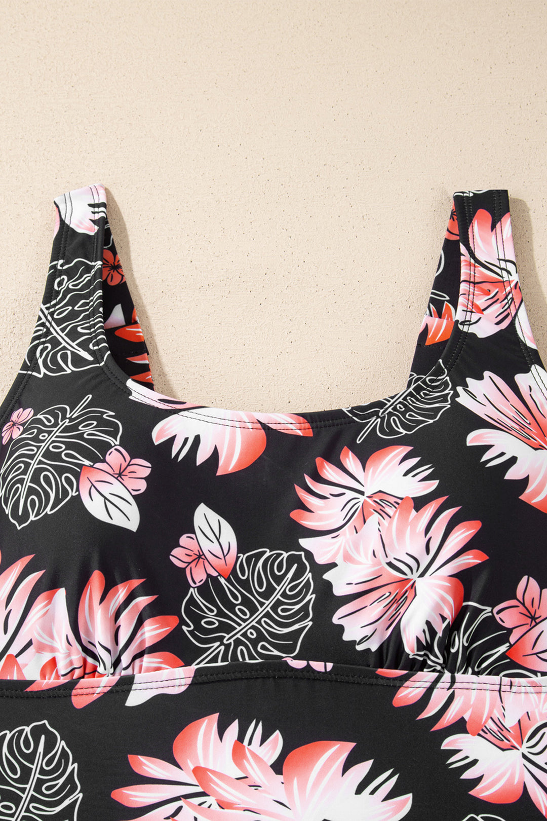 Black Scoop Neck Adjustable Tankini and Matching Skort Bathing Suit