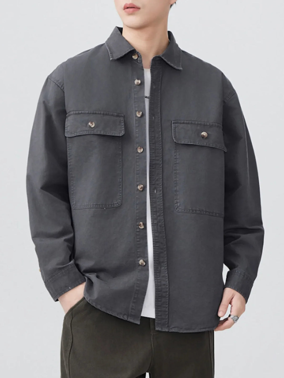 Men's Plus Size Button Up Long Sleeve Shirt
