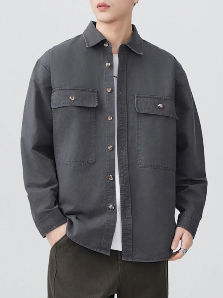 Men's Plus Size Button Up Long Sleeve Shirt
