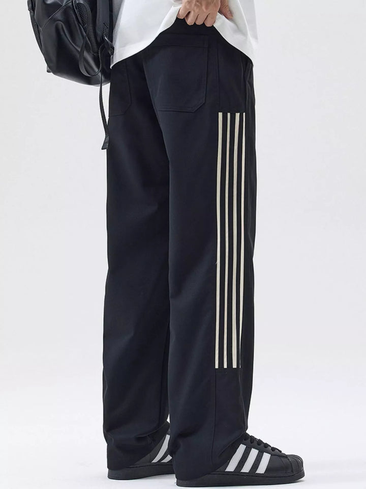 Men's Full Size Side Striped Wide Leg Casual Pants Plus Size