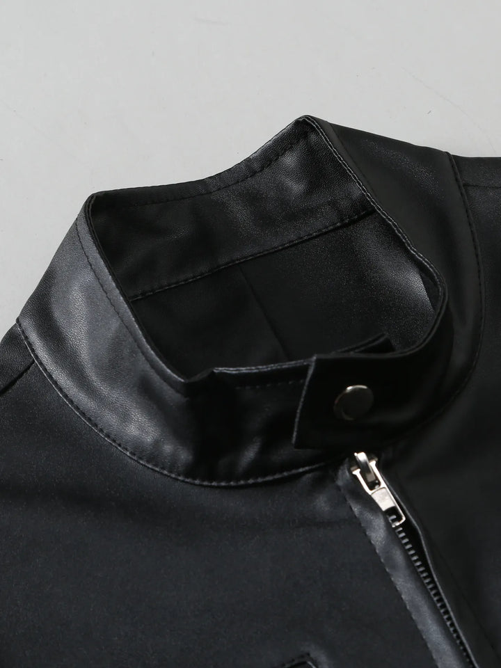 Men's Full Size Zip Up Leather Jacket Plus Size