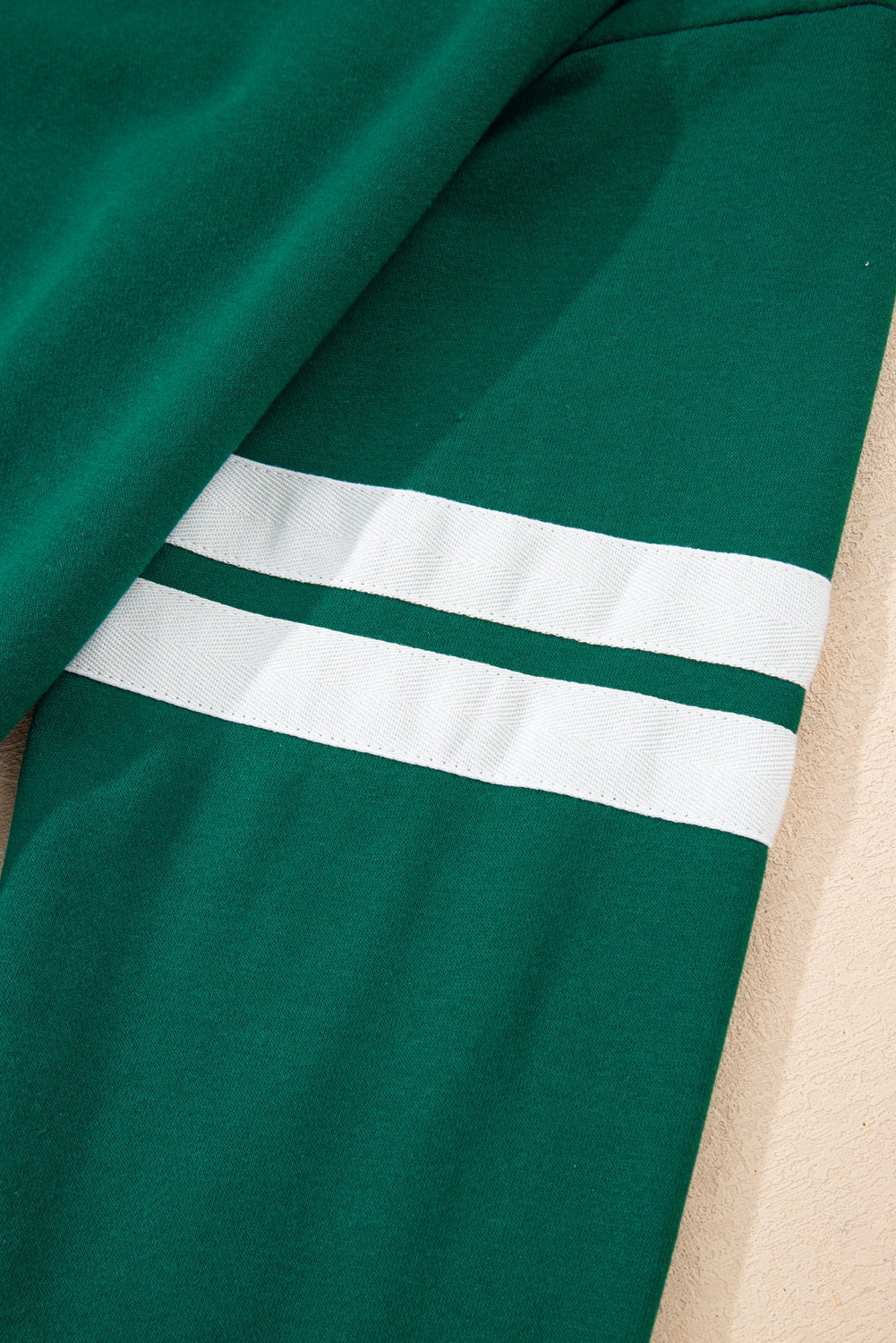 Evergreen Varsity Stripe Detail Drop Shoulder Pullover Mini Skirt Set