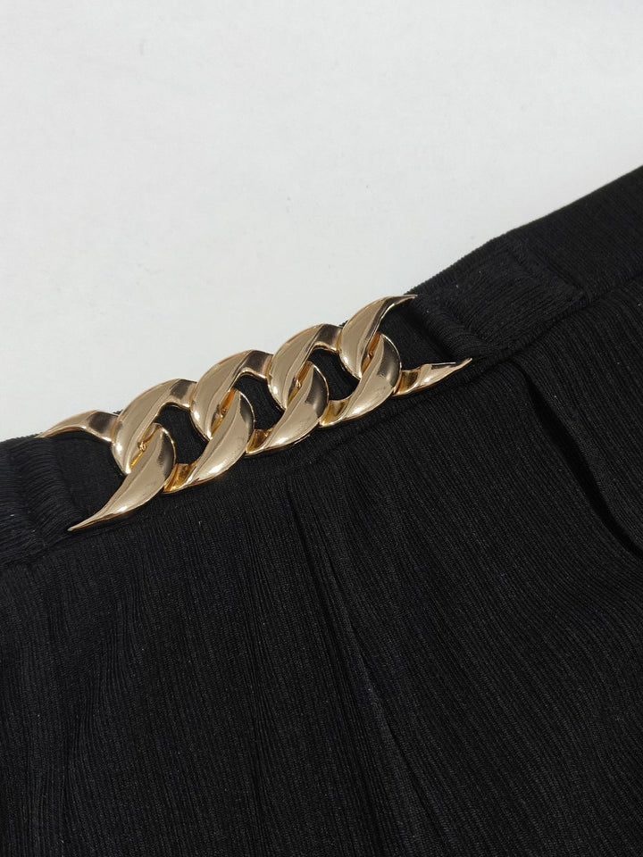 Plus Size Chain-Waist Wide-Leg Pants