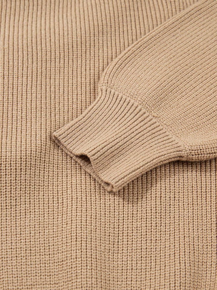 Pearl Embellished Keyhole Ribbed Sweater Dress