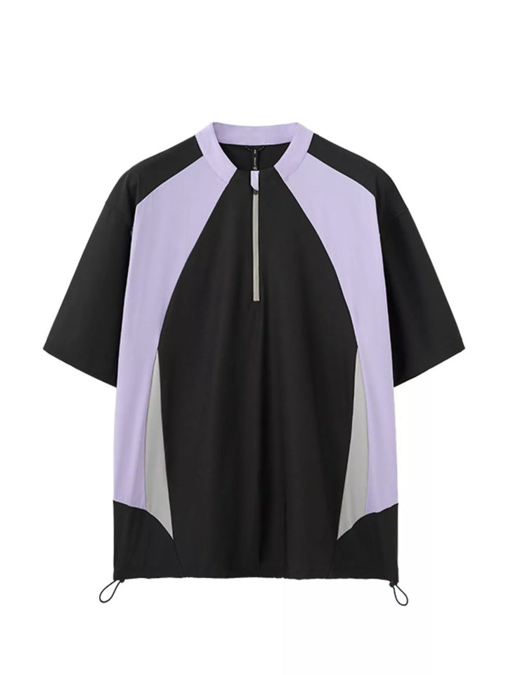 Men's Color Block Quick-Dry Half Zip T-Shirt