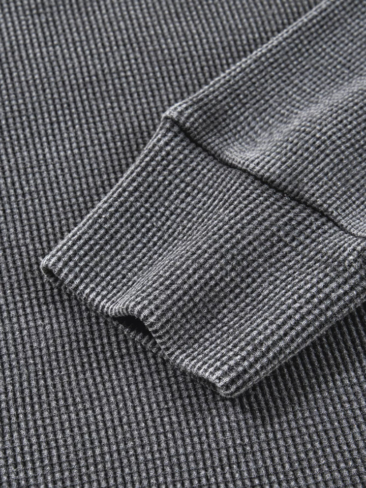 Waffle Knit Patchwork Long Sleeve Loose Sweatshirt