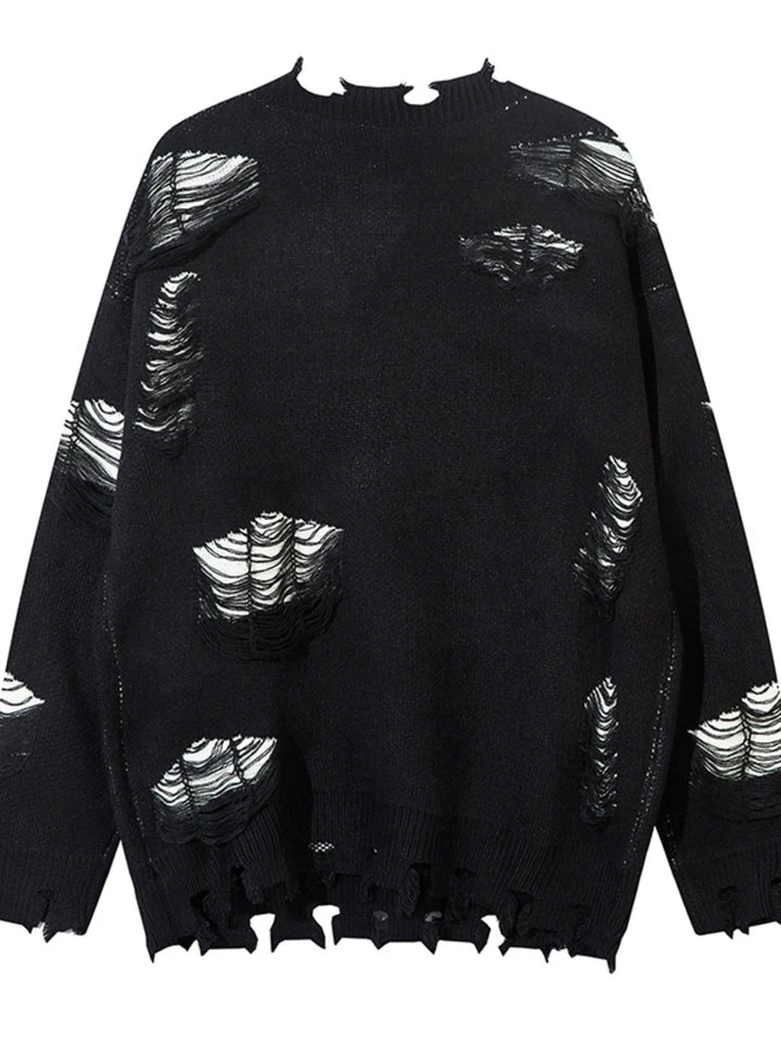 Men's Distressed Chain Detail Oversized Sweater
