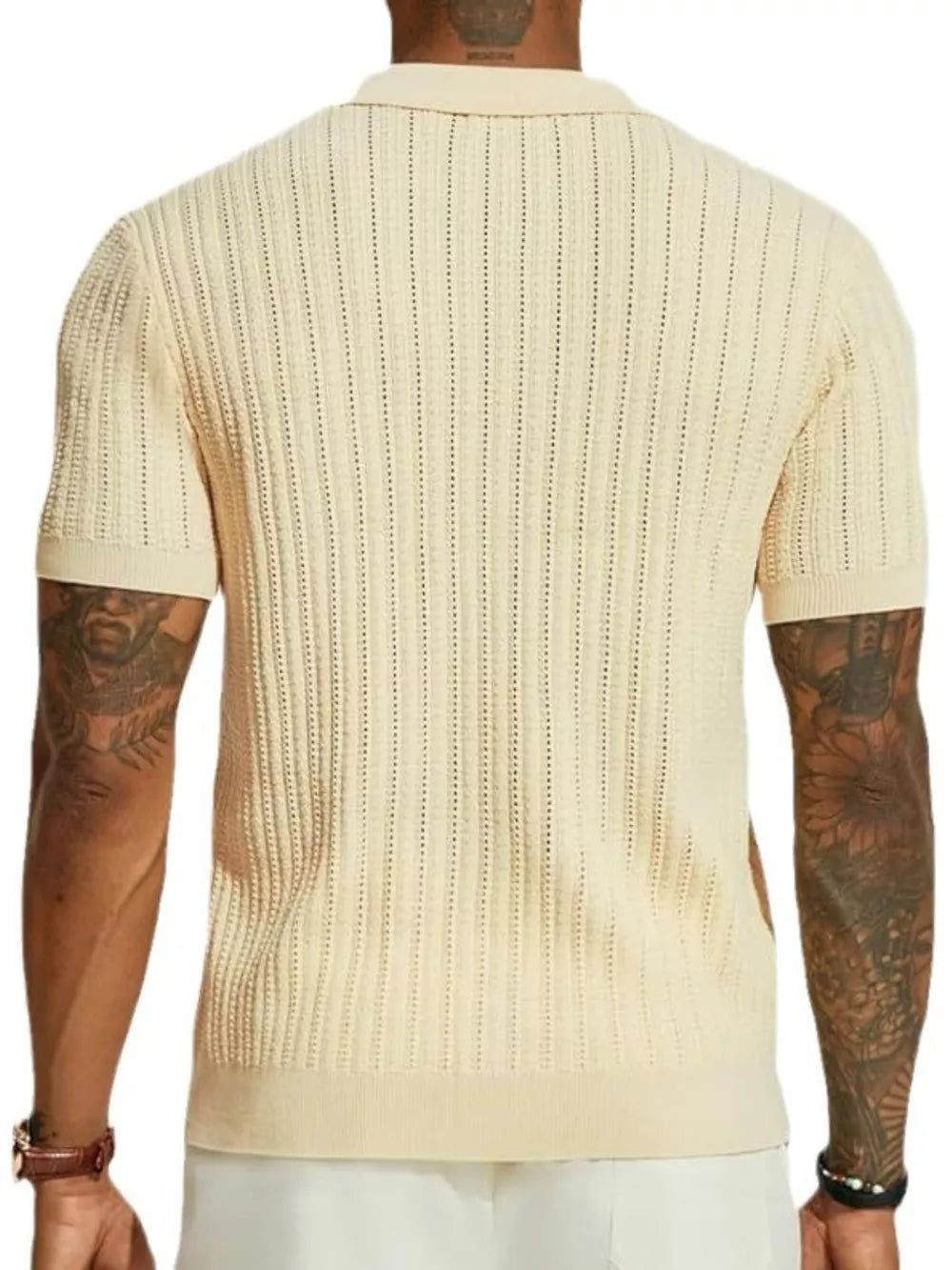 Men's Full Size Openwork Button Down Collared Neck Shirt Plus Size