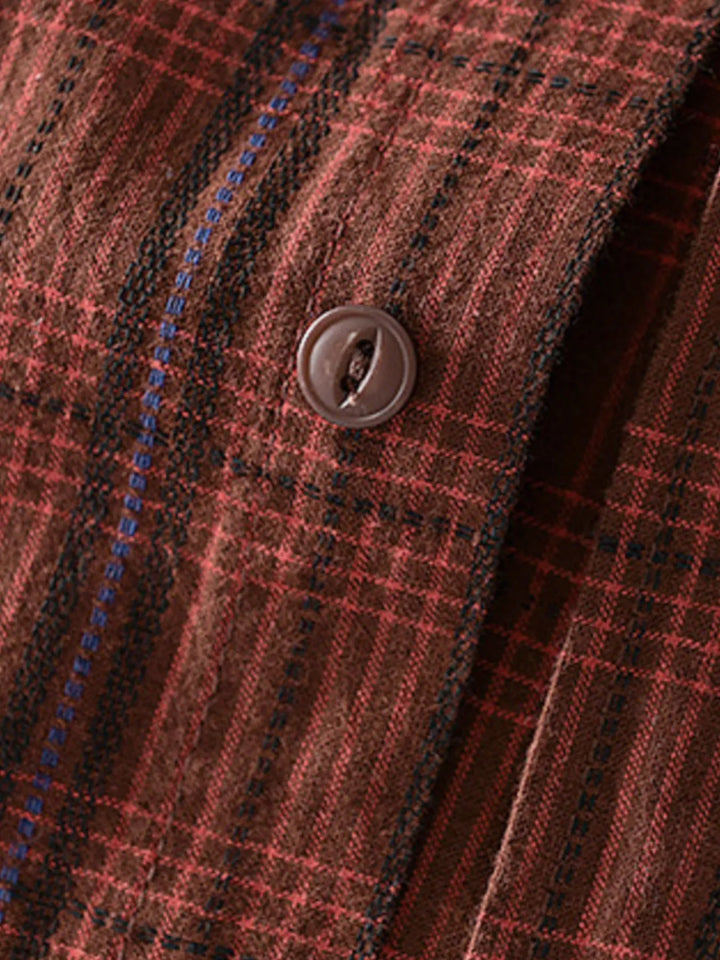 Men's Plus Size Button Up Long Sleeve Plaid Shirt