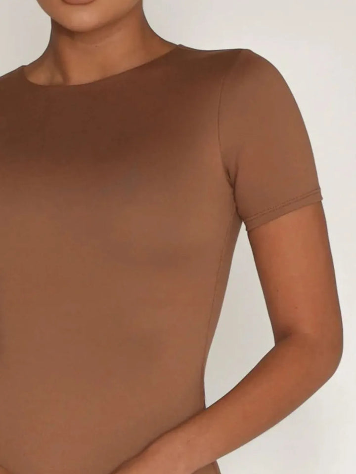 Round Neck Short Sleeve Swim Top