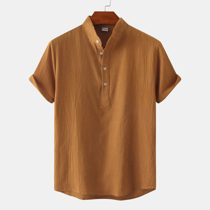 Men's Mandarin Collar Short Sleeve Henley Shirt