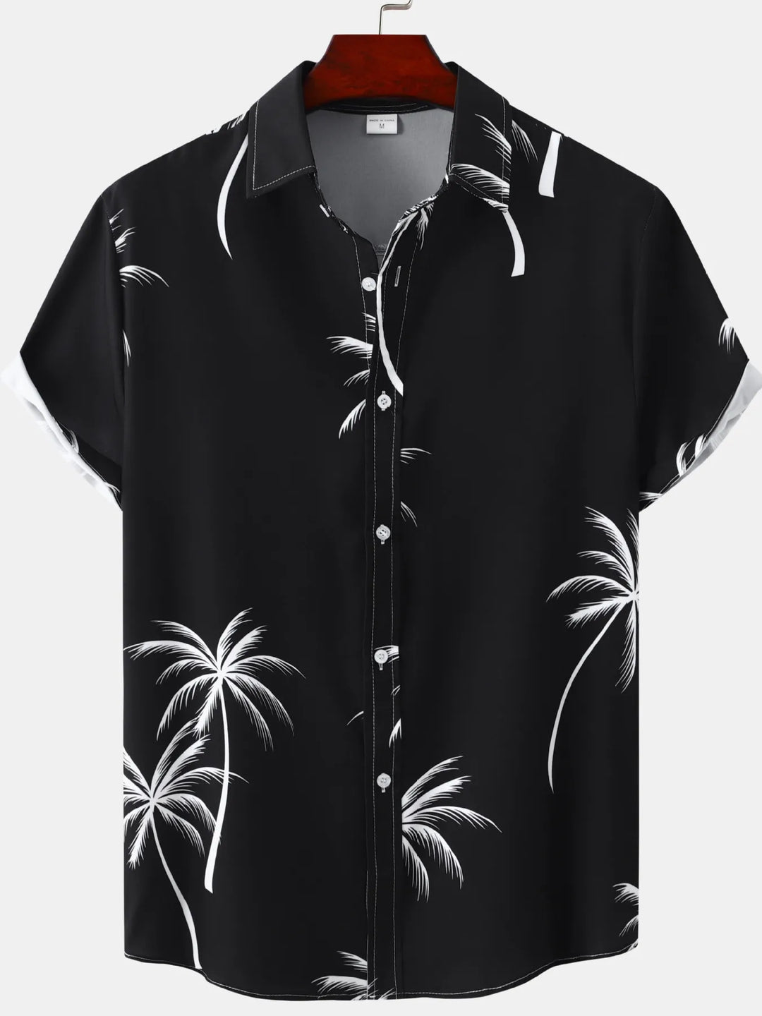 Men's Plus Size Tropical Palm Print Short Sleeve Button Down Shirt