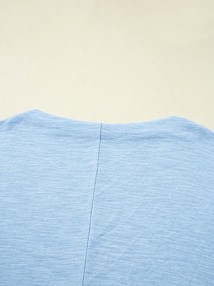 Solid Color Batwing Long Sleeve Top