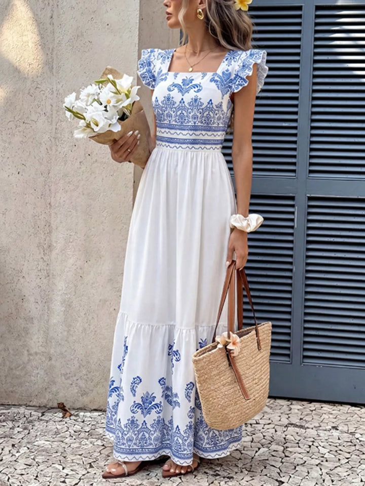 Printed Square Neck Maxi Dress