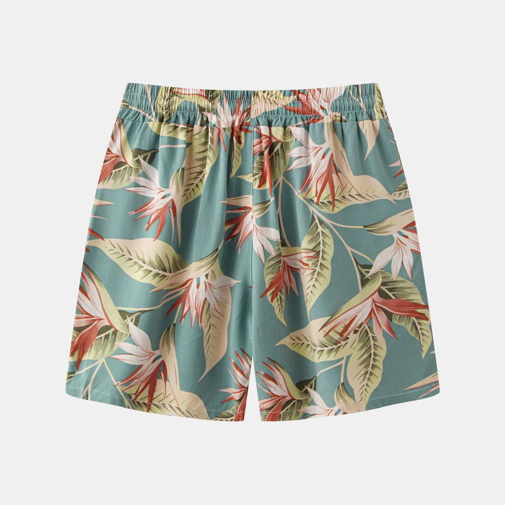 Men's Plus Size Floral Print Elastic Waist Casual Shorts