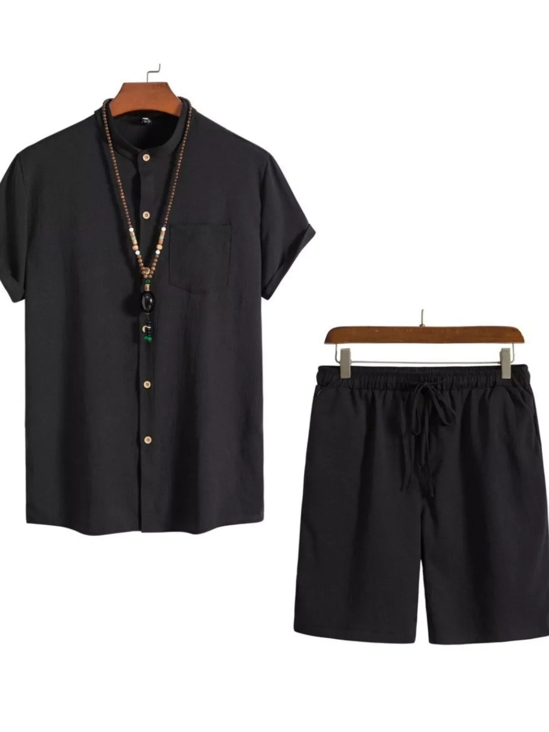 Men's Plus Size Casual Short Sleeve Shirt and Shorts Set