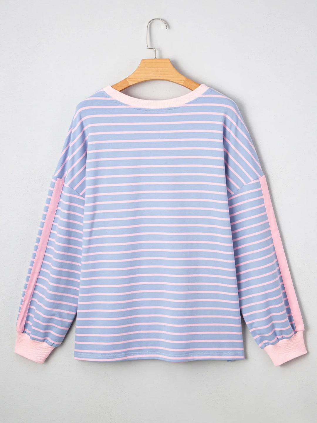 Stripe Oversize Contrast Trim Drop Shoulder Sweatshirt