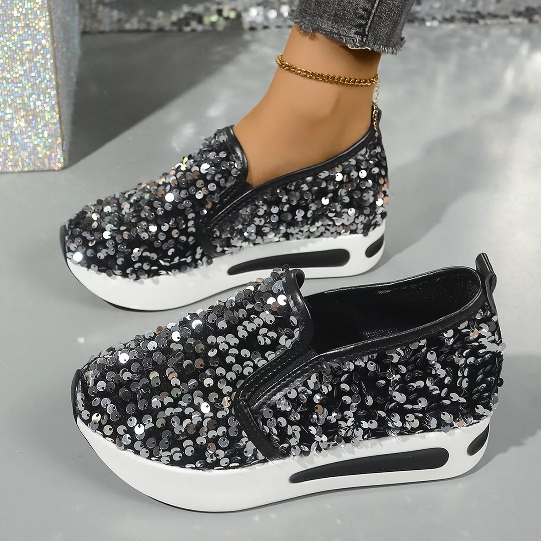 Sequin Round Toe Slip-Ons