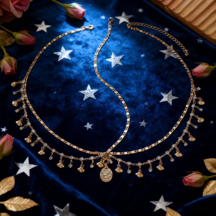 Metal Zircon Tassel Pendant Necklace Multi-layered Exotic Style