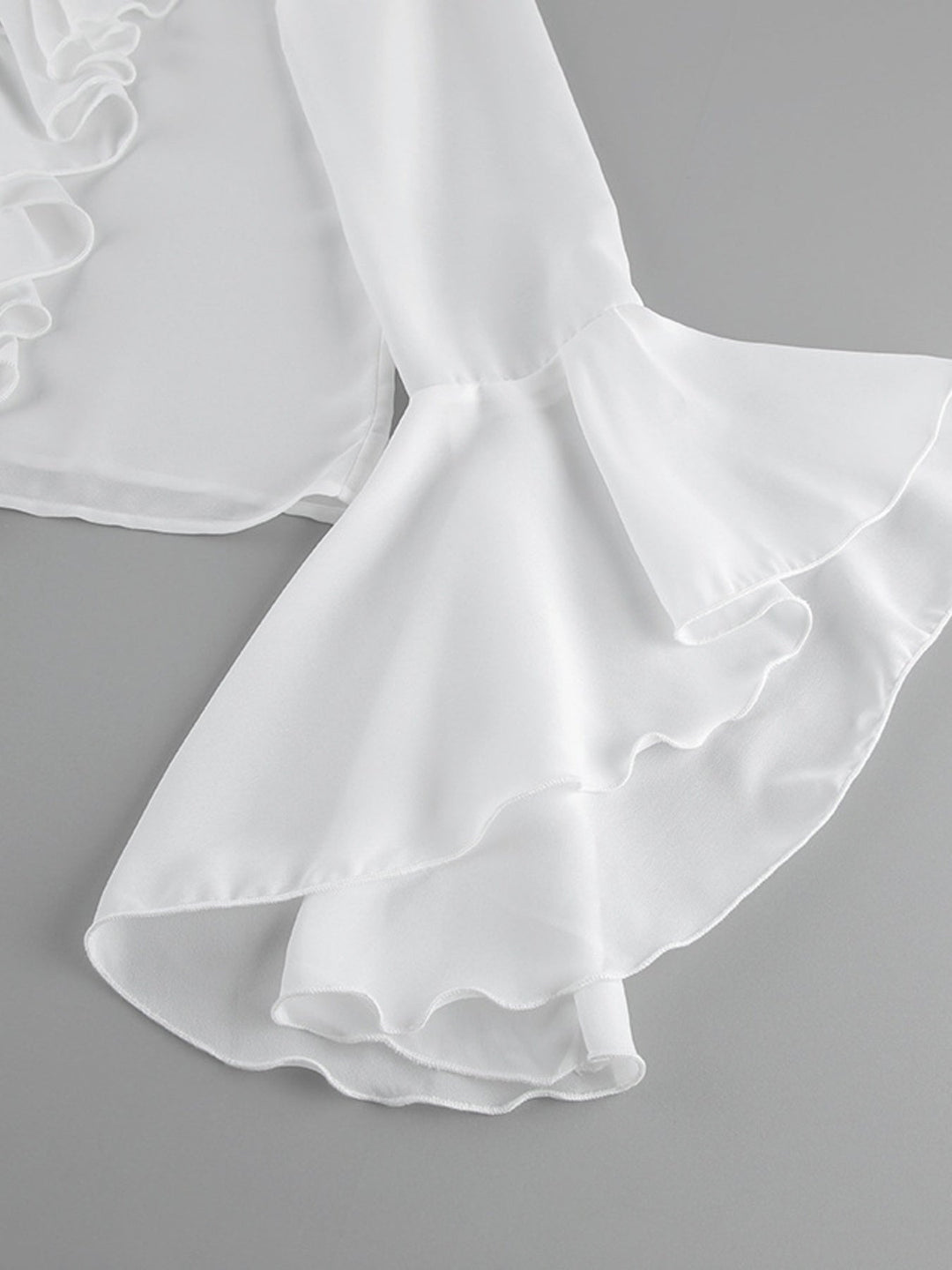 Ruffle Trim Flounce Sleeve Blouse