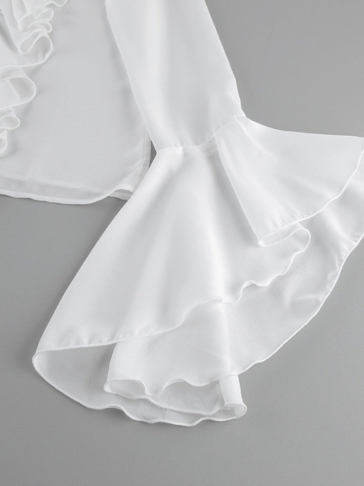 Ruffle Trim Flounce Sleeve Blouse