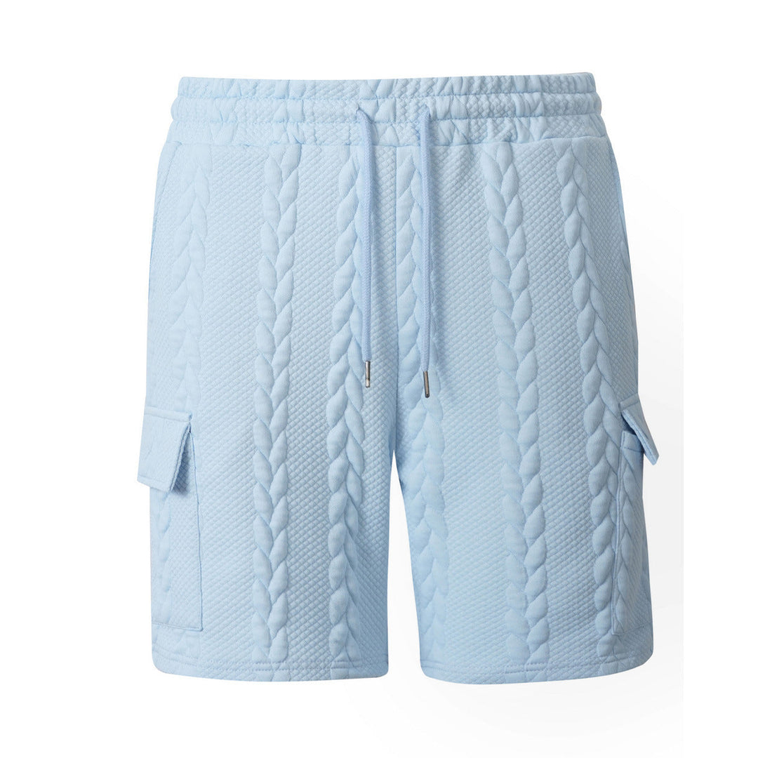 Mens Drawstring Jacquard Casual Shorts