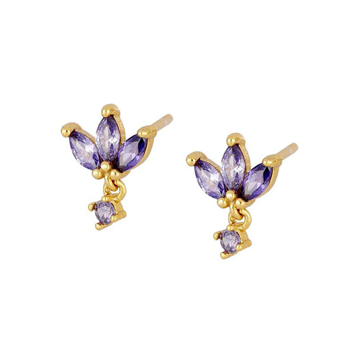 S925 Silver Needle Stud Earrings With Zircon Butterfly Design