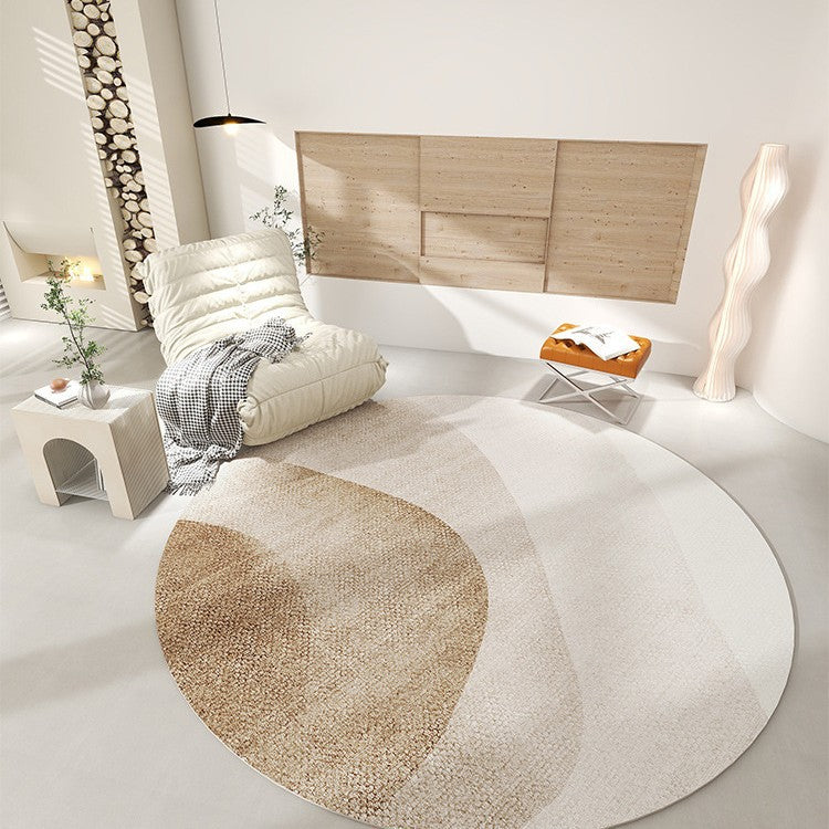 Round Cashmere Look Rug For The Bedroom Home Use