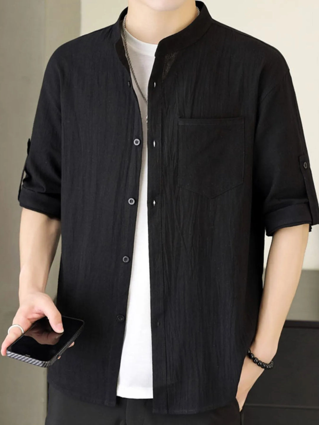 Men's Plus Size Button Up Short Sleeve Shirt