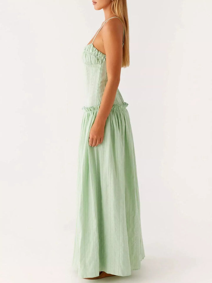 Ruched Spaghetti Strap Maxi Dress
