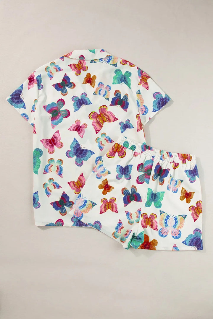 Butterfly Half Sleeve Top and Shorts Set