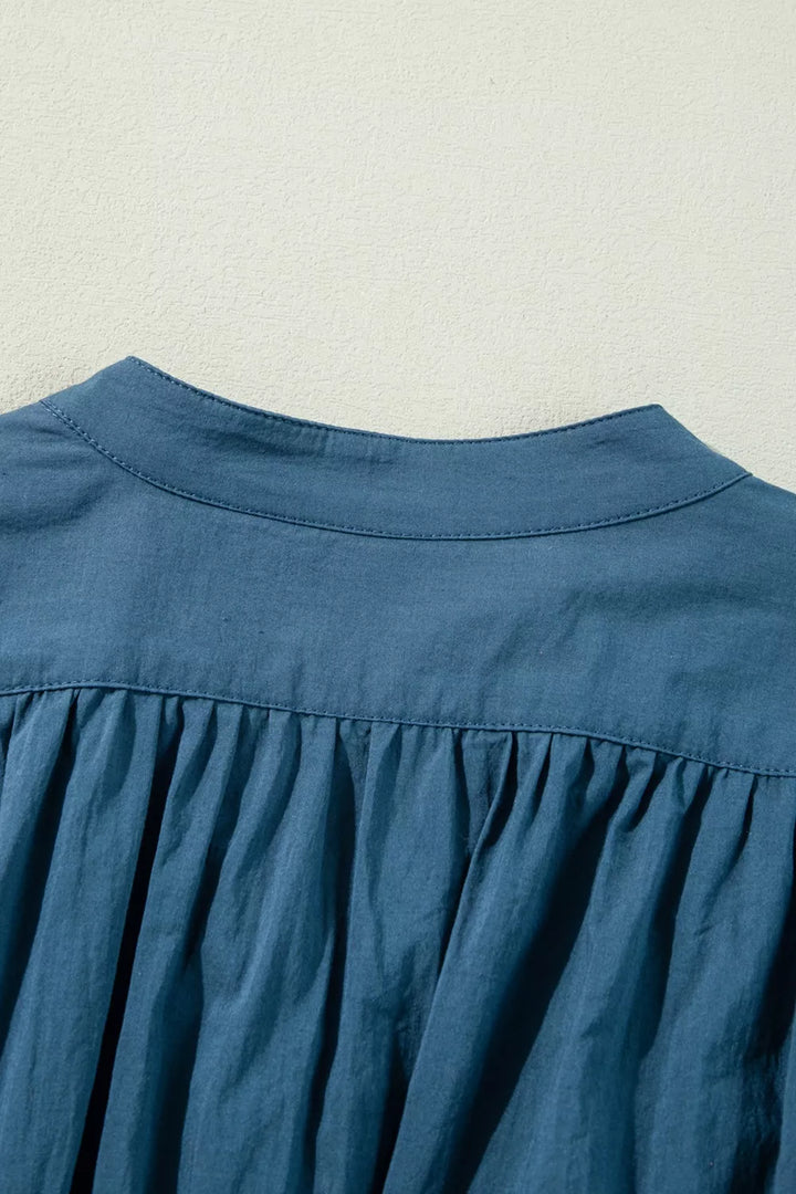 Smocked Button Front Mini Dress