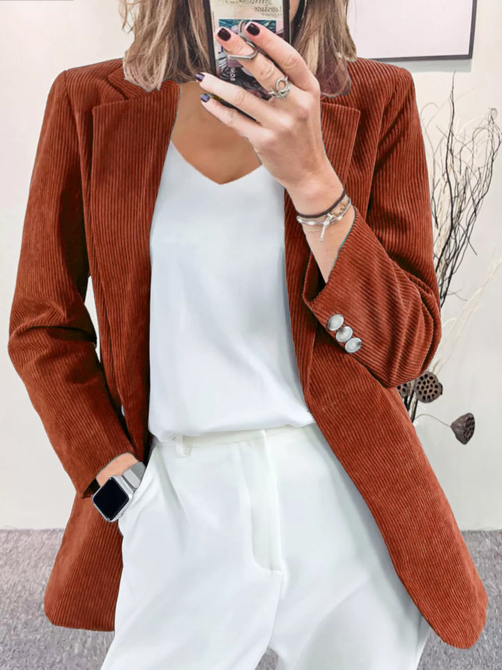 Corduroy Lapel Collar Casual Blazer