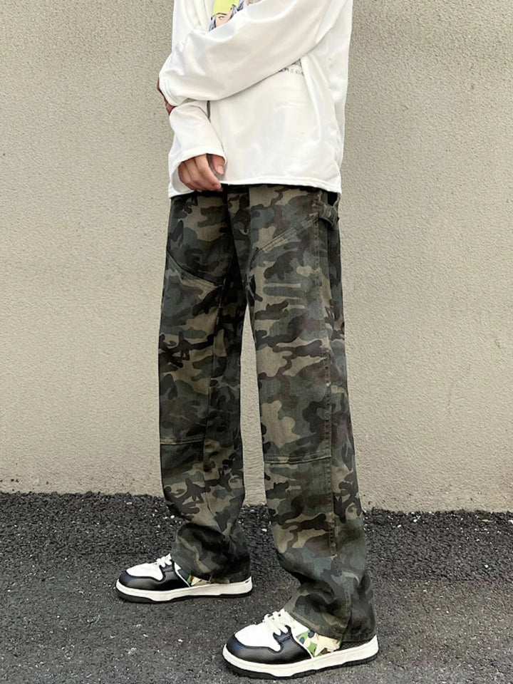 Men's Full Size Camouflage Loose Fit Jeans Plus Wize