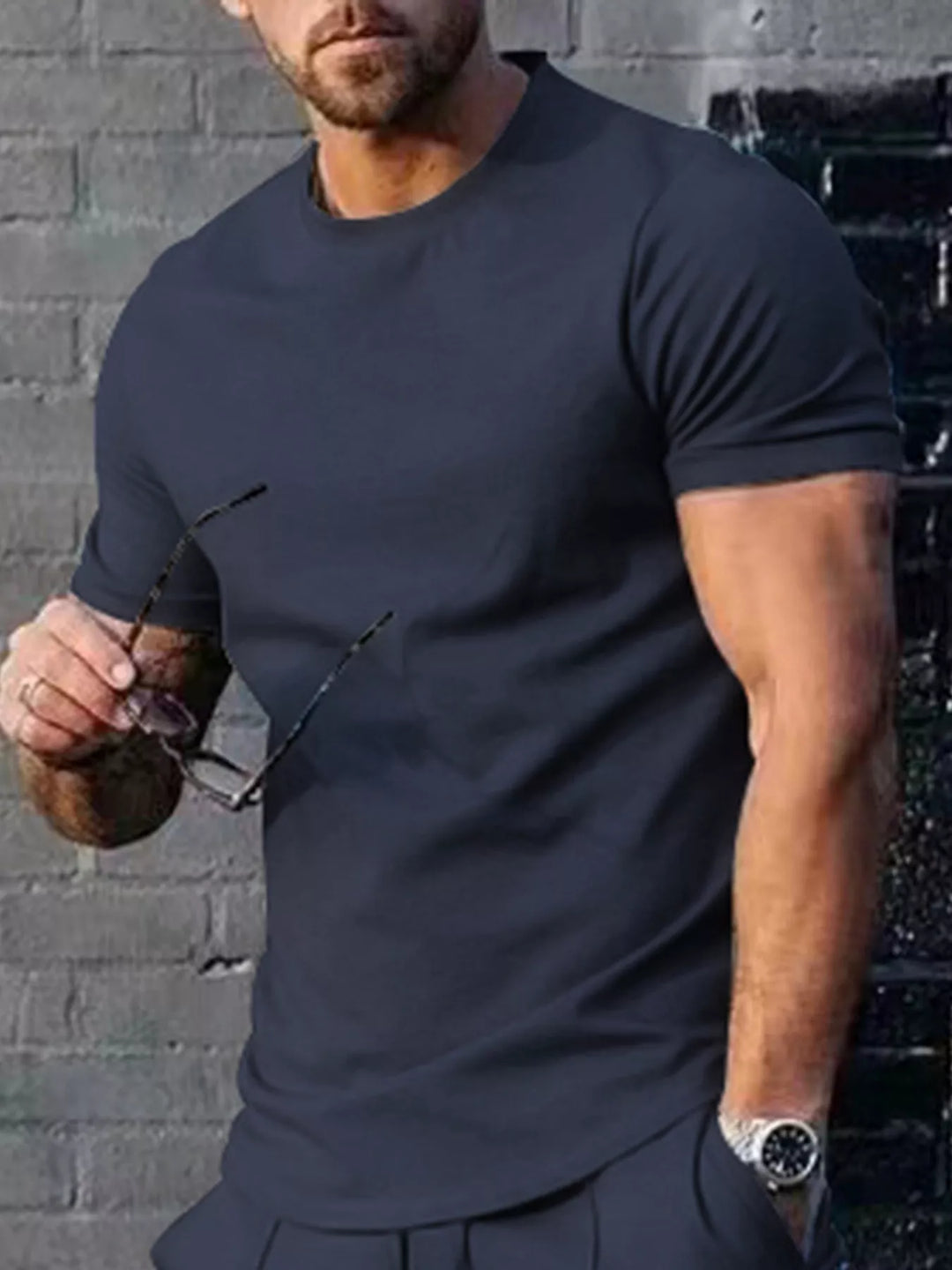 Men's Plus Size Solid Color Casual T-Shirt