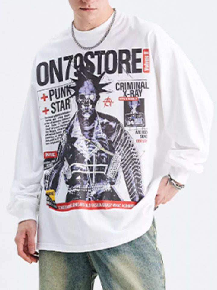 Men's Graphic Round Neck Long Sleeve T-Shirt