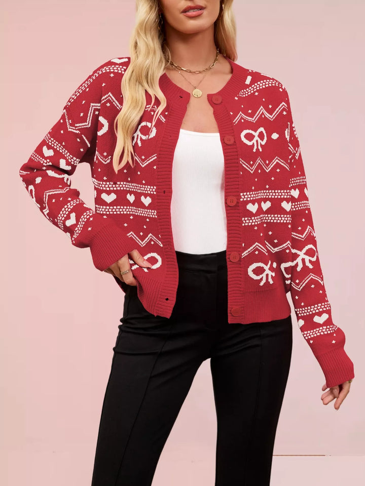 Bowknot Pattern Knit Cardigan