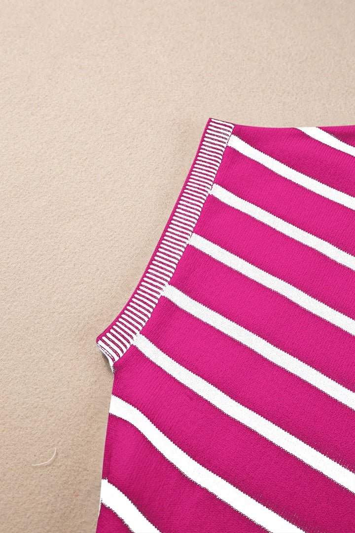 Striped Short Sleeve Knit Top