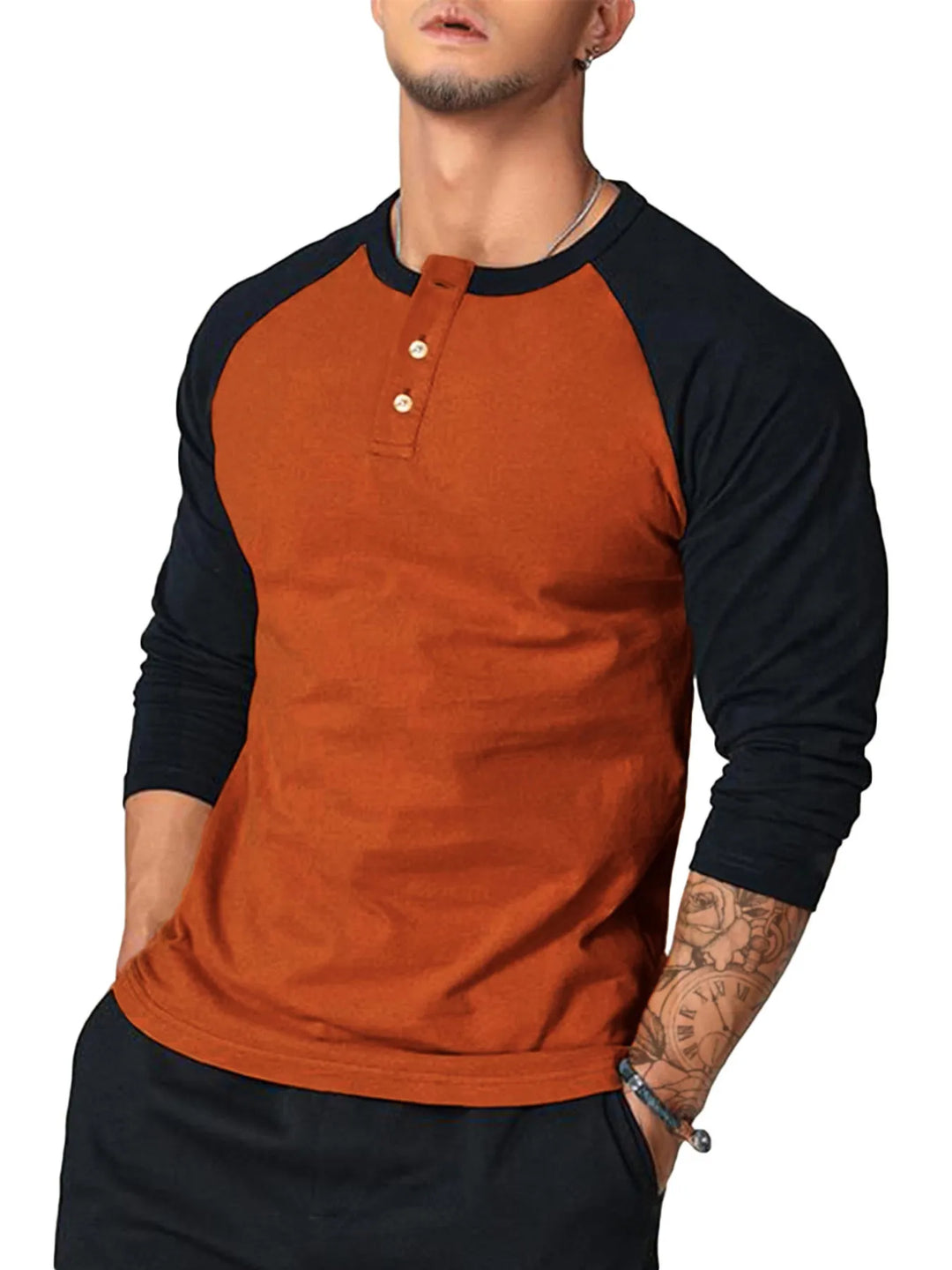 Men's Round Neck Raglan Sleeve T-Shirt