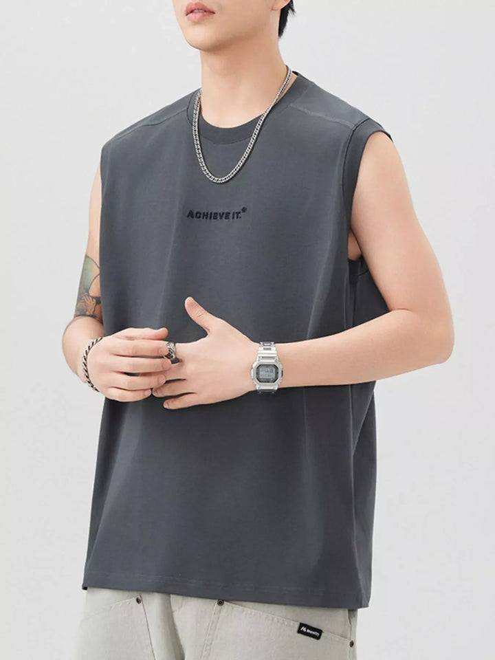 Men's Plus Size Letter Round Neck Tank